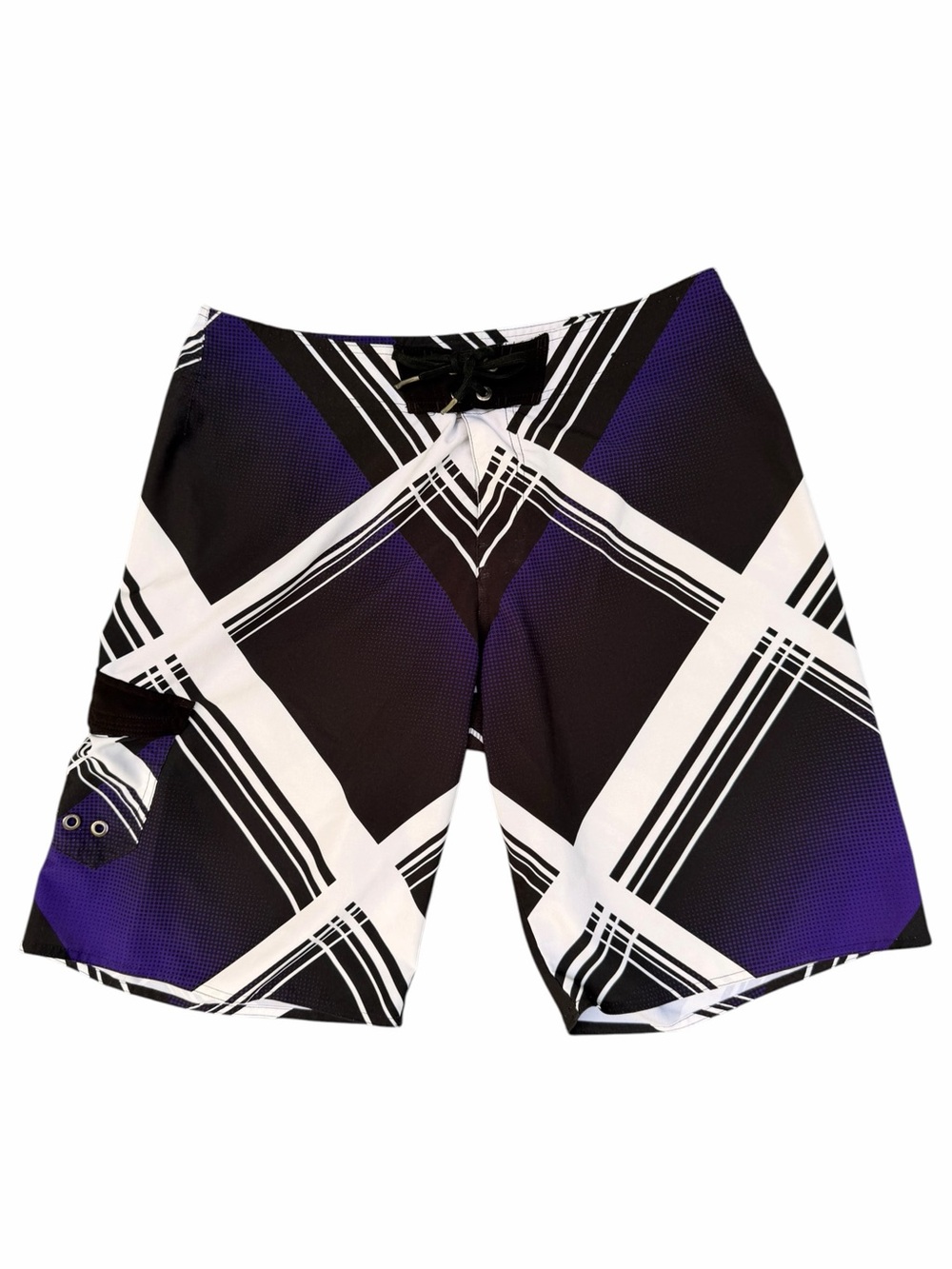 Tony Hawk Men's 36 Waist Black & Purple Geometric Swim Shorts Trunks Board Short